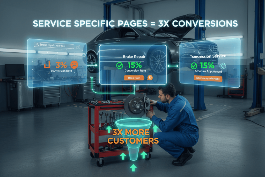 Service-Specific Landing Pages Convert 3x More Searchers Into Customers for Auto Shops